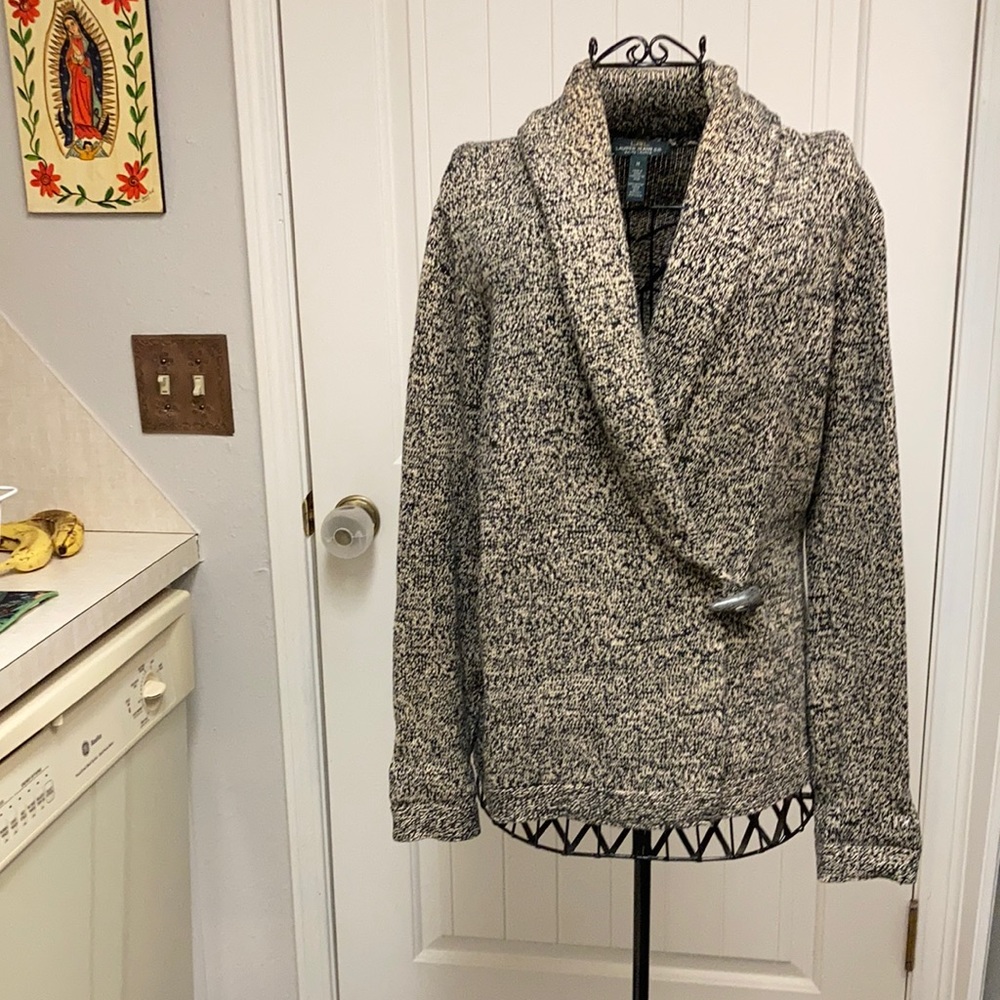RALPH LAUREN JEANS Co. tan and black tweed sweater M